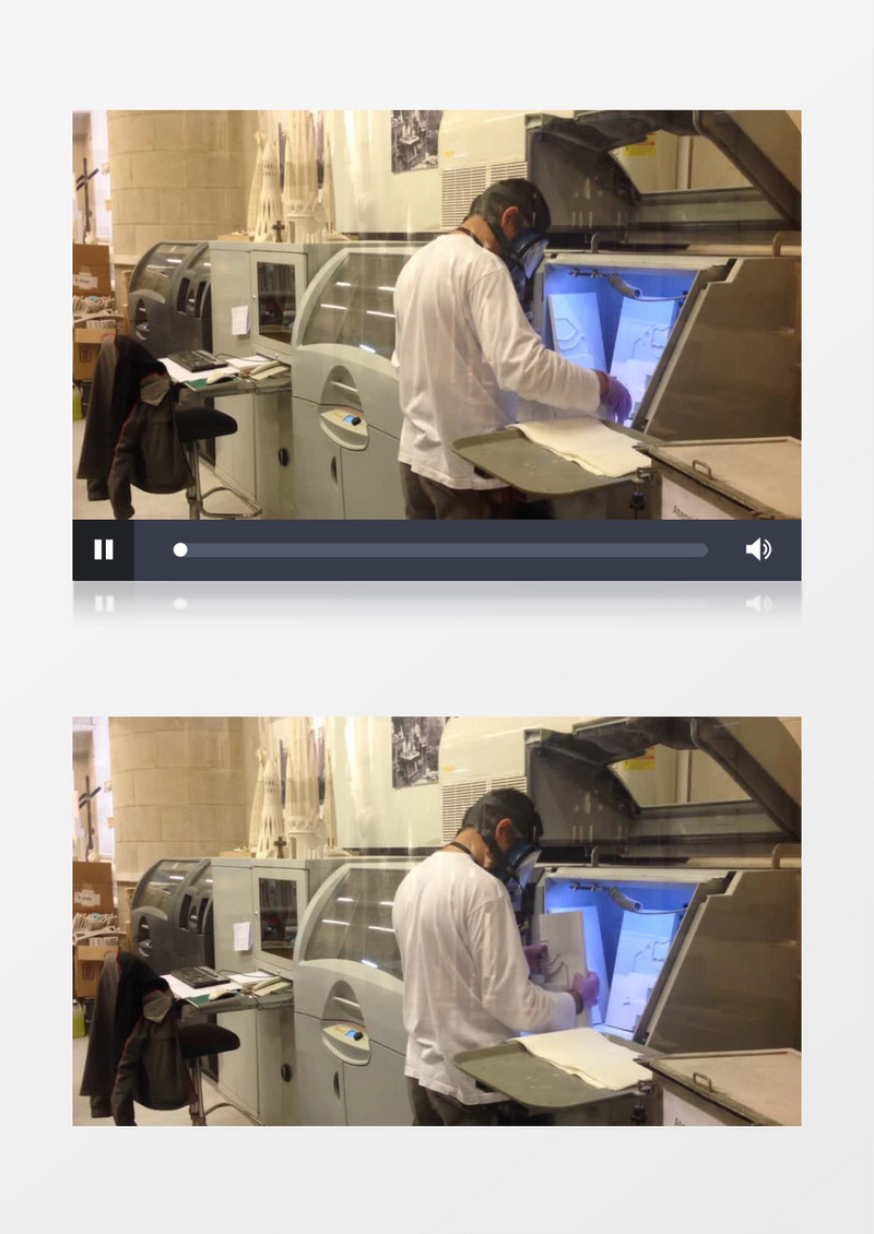 带着防毒面具在操作大型机器的人实拍视频素材