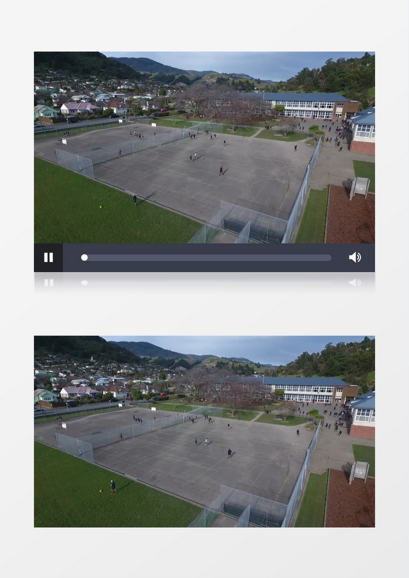 俯拍学校操场跟校园场景实拍视频素材