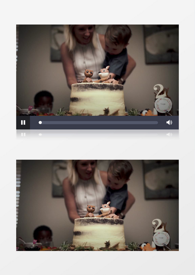 宝宝两周岁生日的可爱蛋糕实拍视频素材