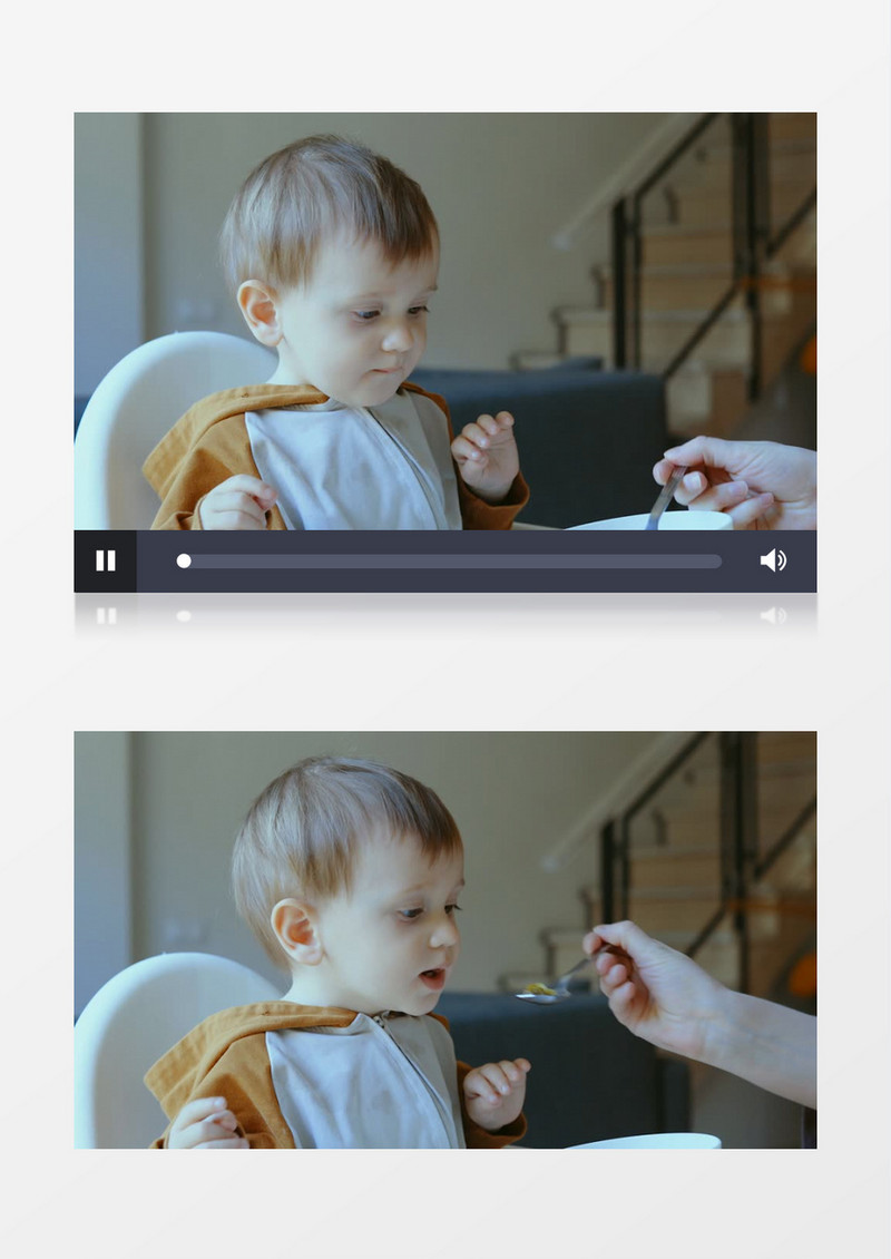 宝宝在吃妈妈喂的食物实拍视频素材