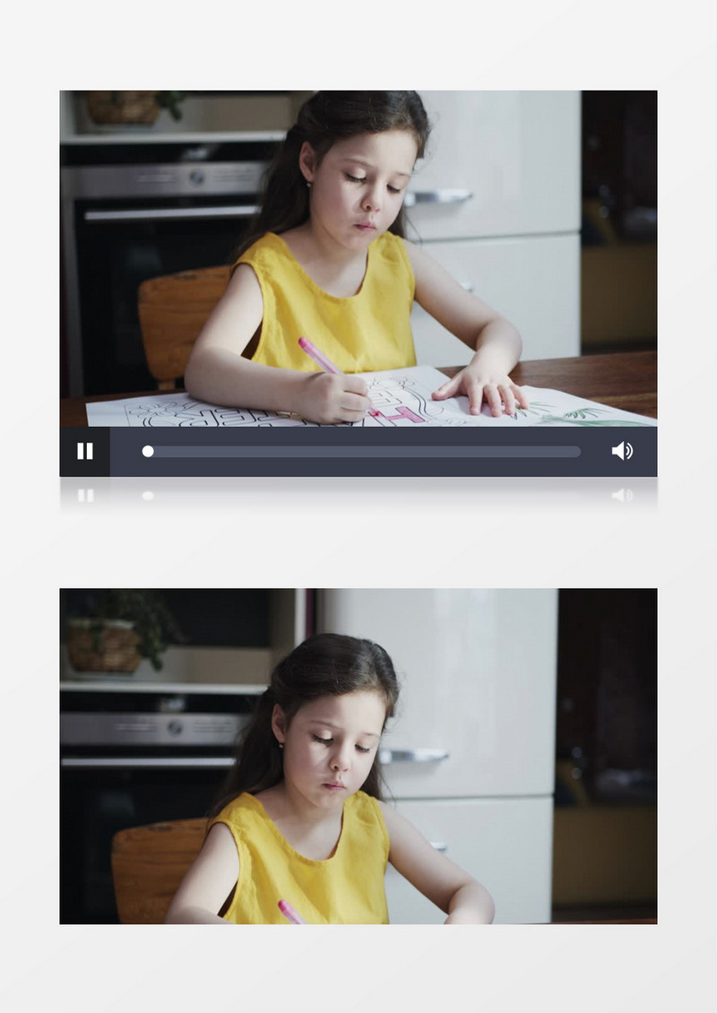 黄衣服小女孩在涂颜色实拍视频素材