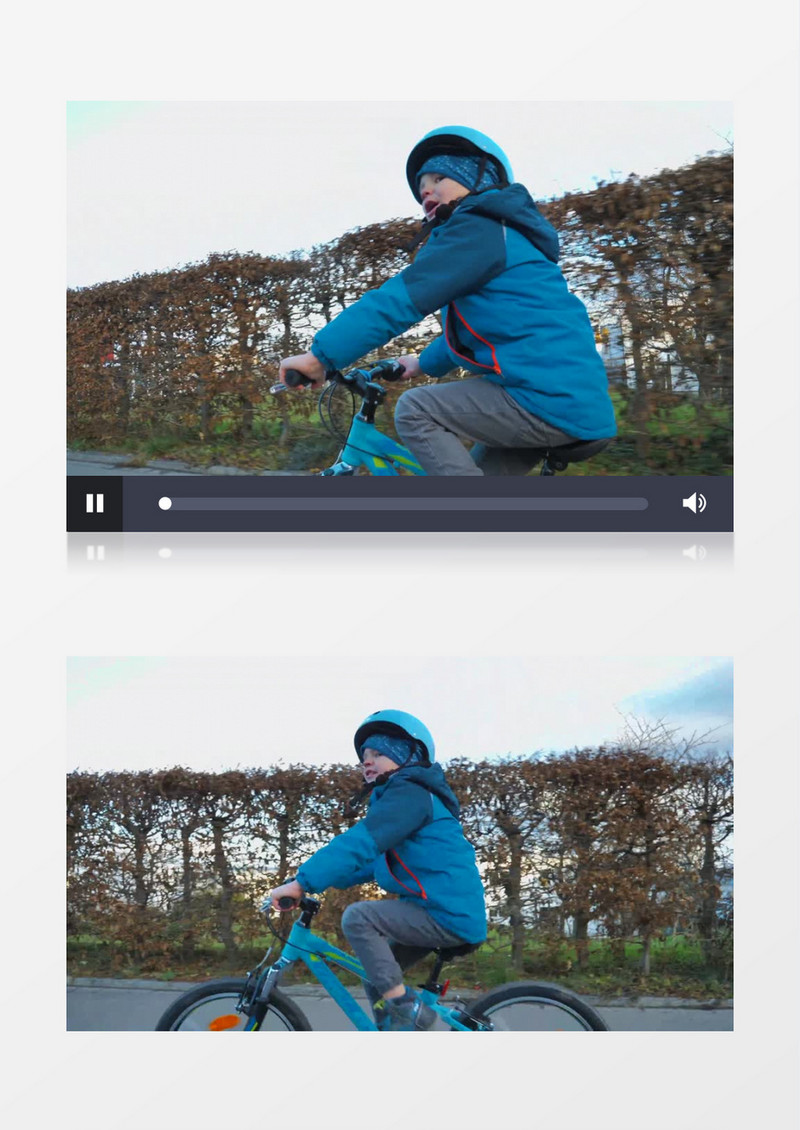 小男孩在开心的骑自行车实拍视频素材