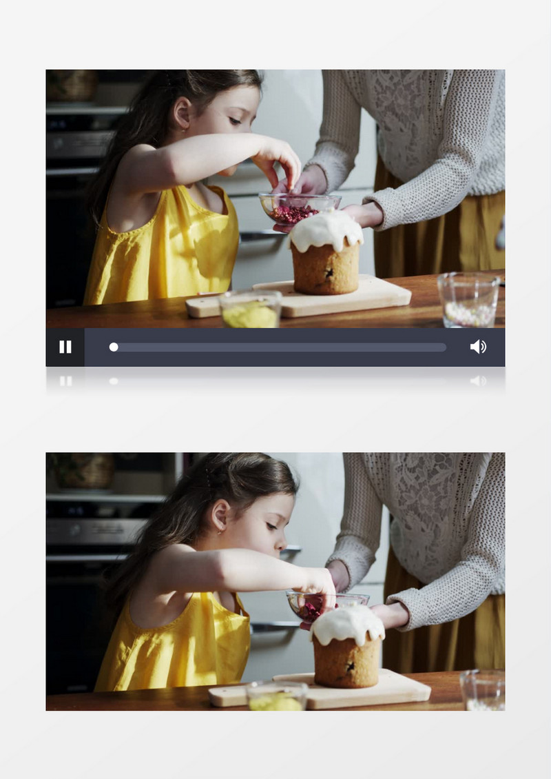 小女孩在给蛋糕做装饰实拍视频素材