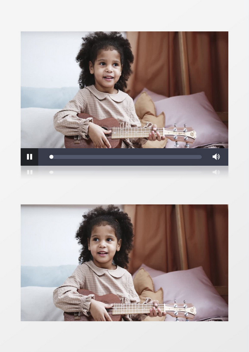 小女孩在弹奏小吉他实拍视频素材
