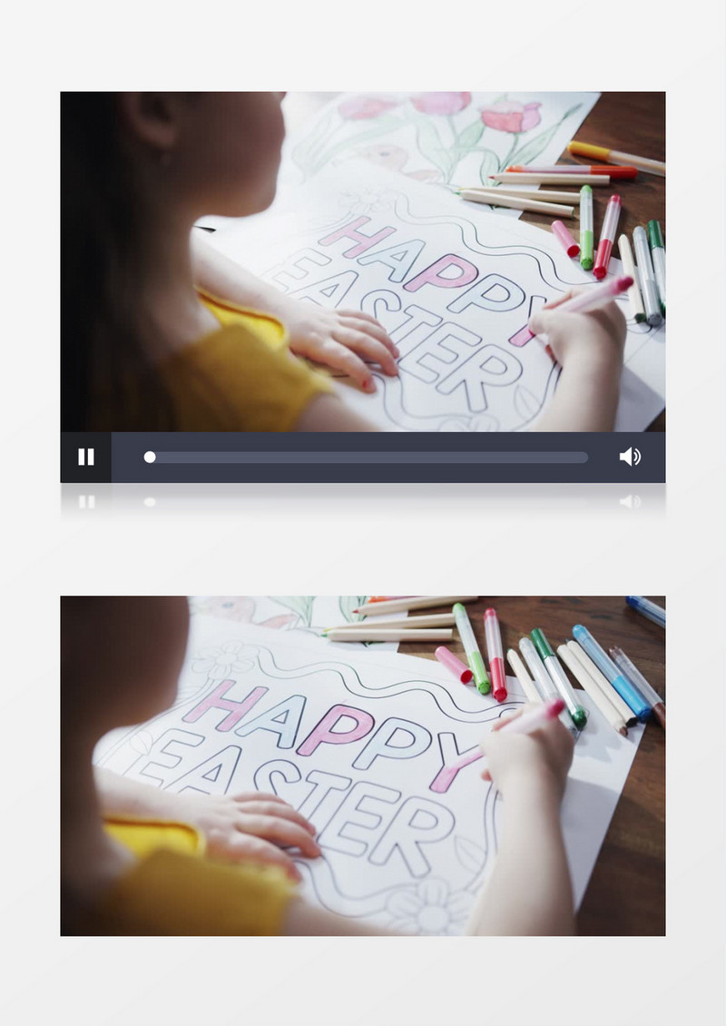 小女孩在涂色实拍视频素材
