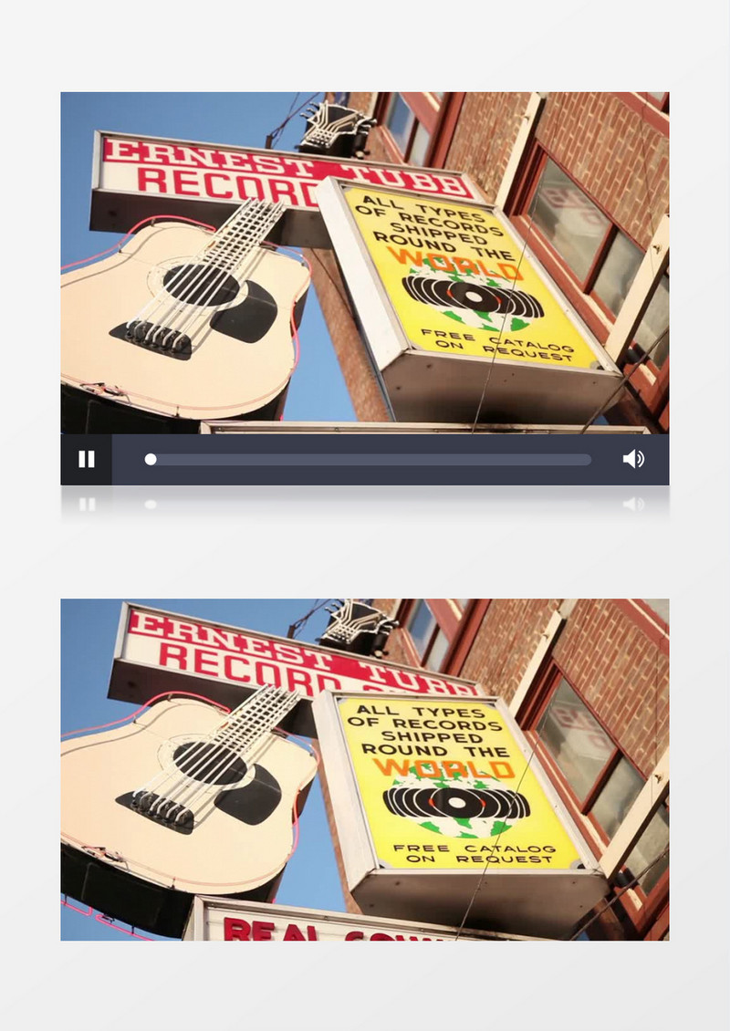 实拍乐器店旋转广告灯牌实拍视频素材