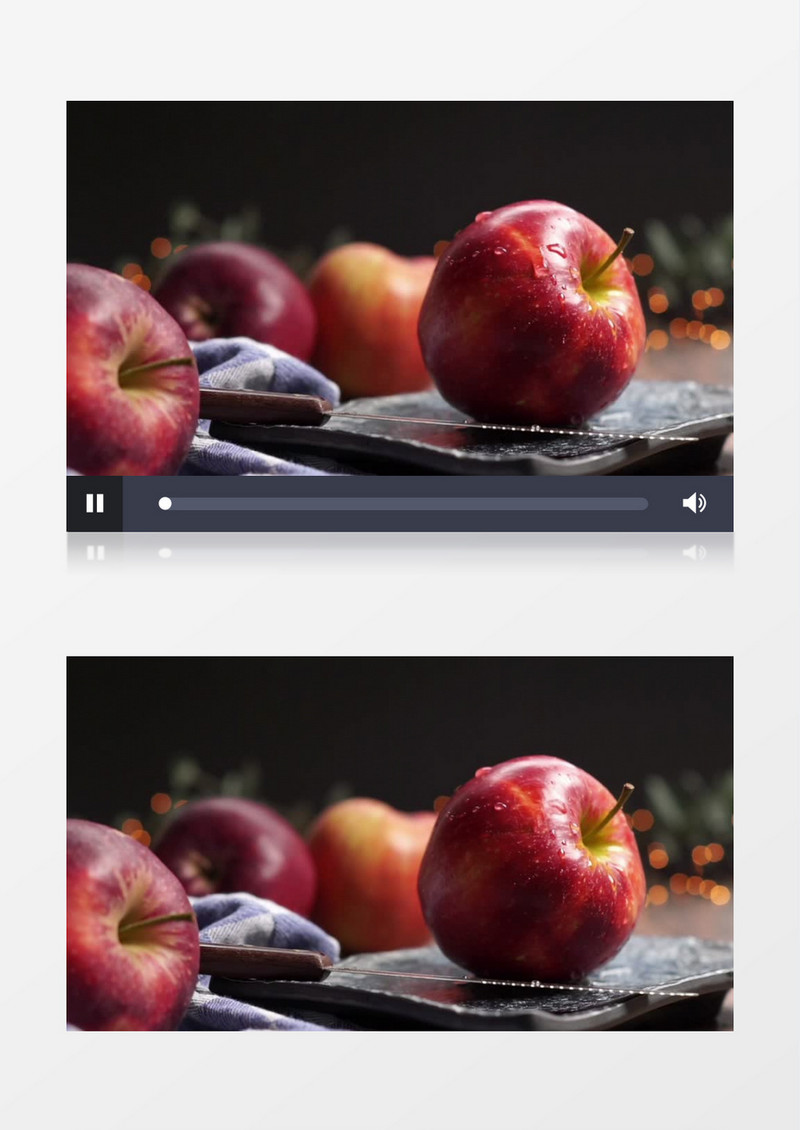拍摄水滴落在苹果上的瞬间实拍视频素材