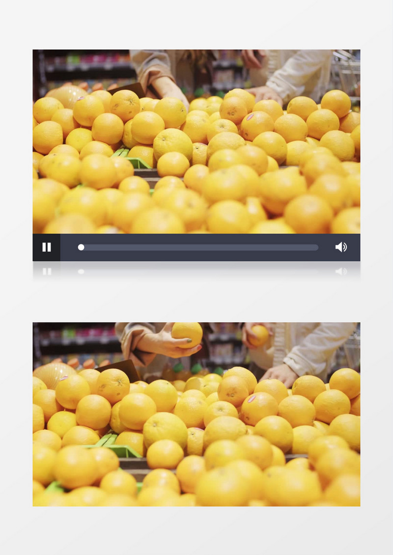 两个人在超市挑橙子实拍视频素材