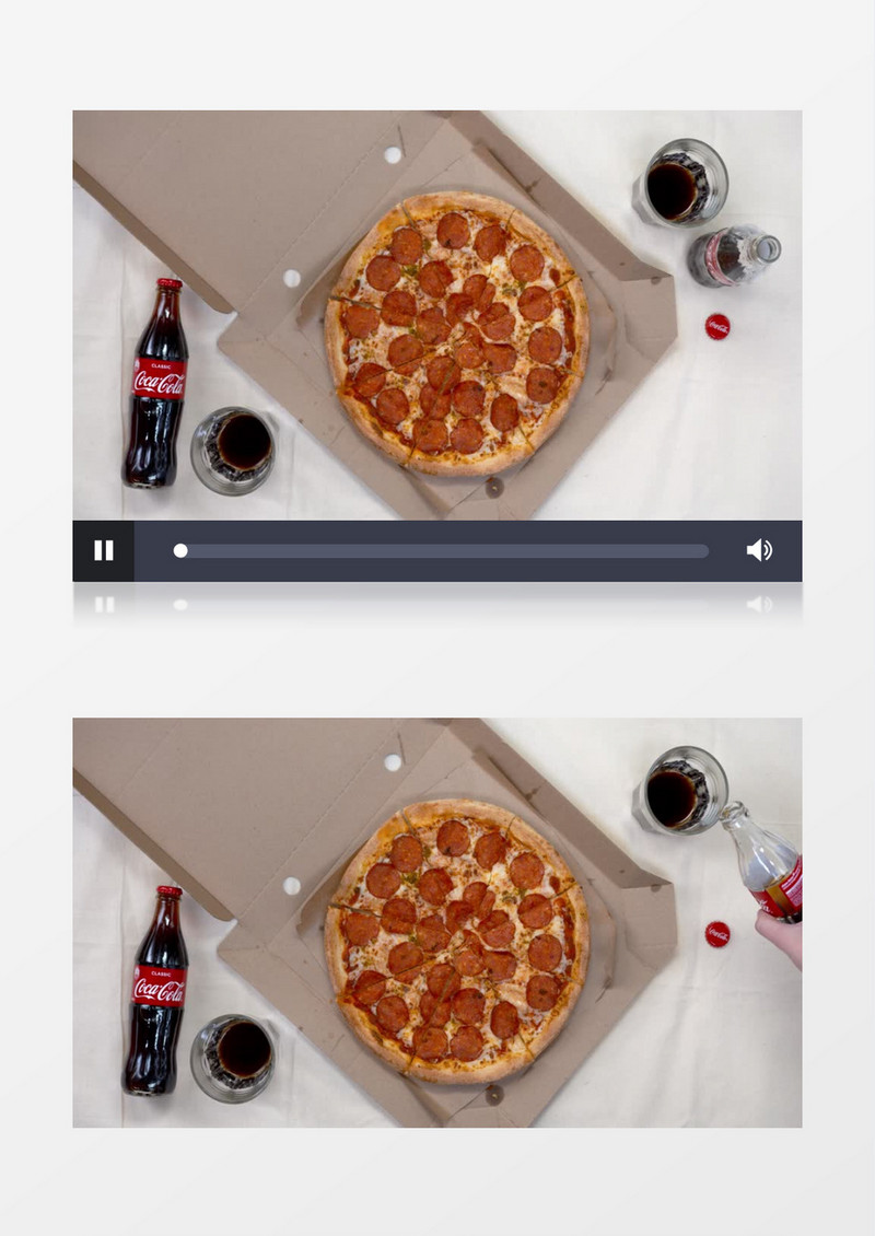家人分吃切好的披萨实拍视频素材