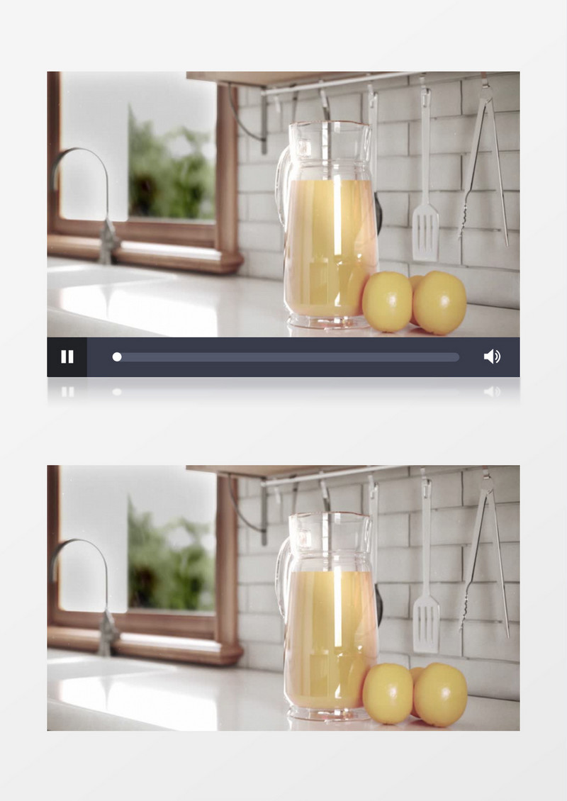 放在桌上的果汁和橙子实拍视频素材