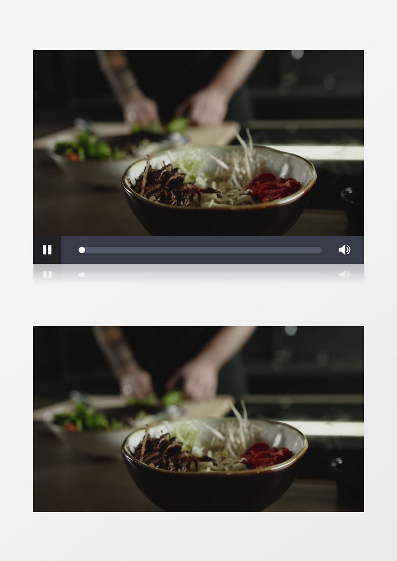 往碗里摆放刚切好的青菜实拍视频素材