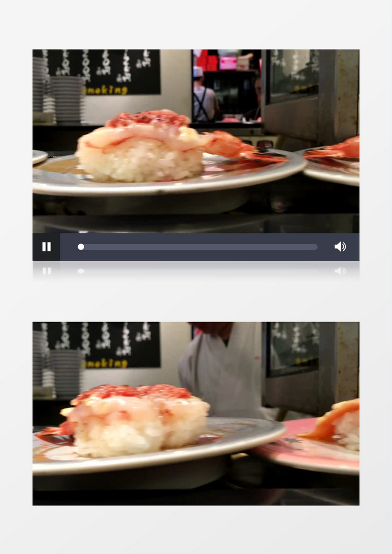 餐厅里的旋转寿司实拍视频素材