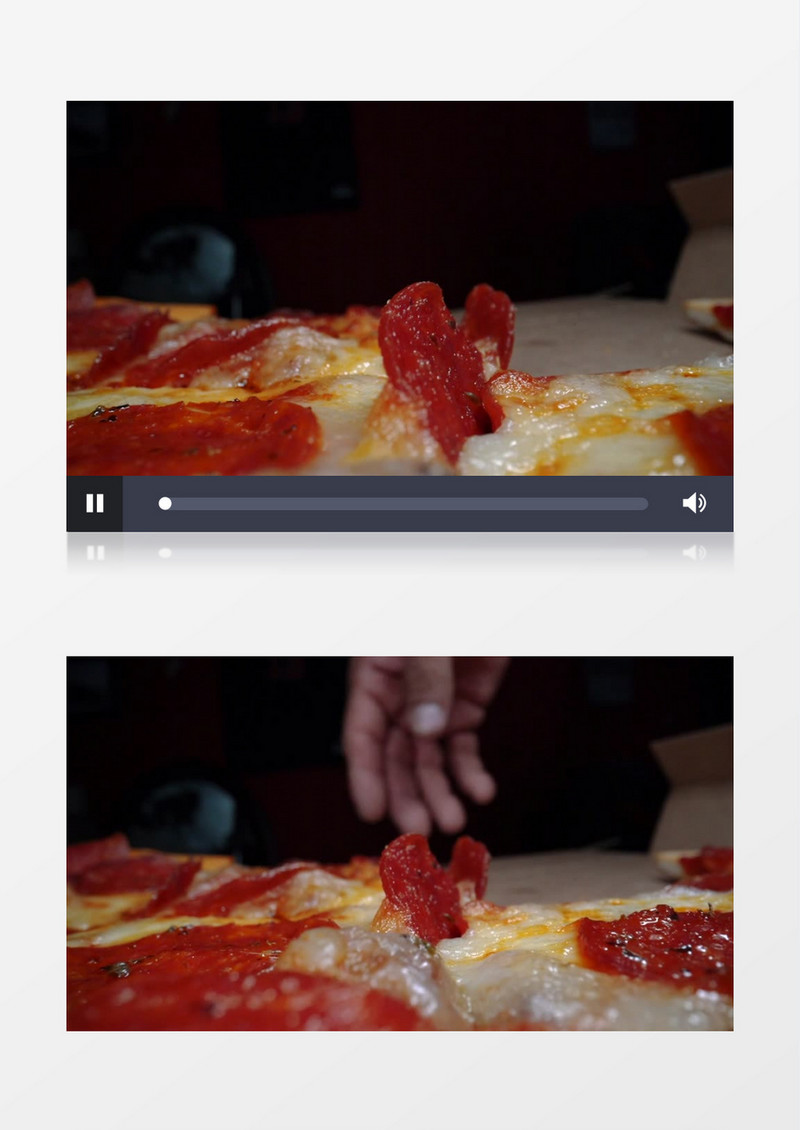 用手取走做好的披萨实拍视频素材
