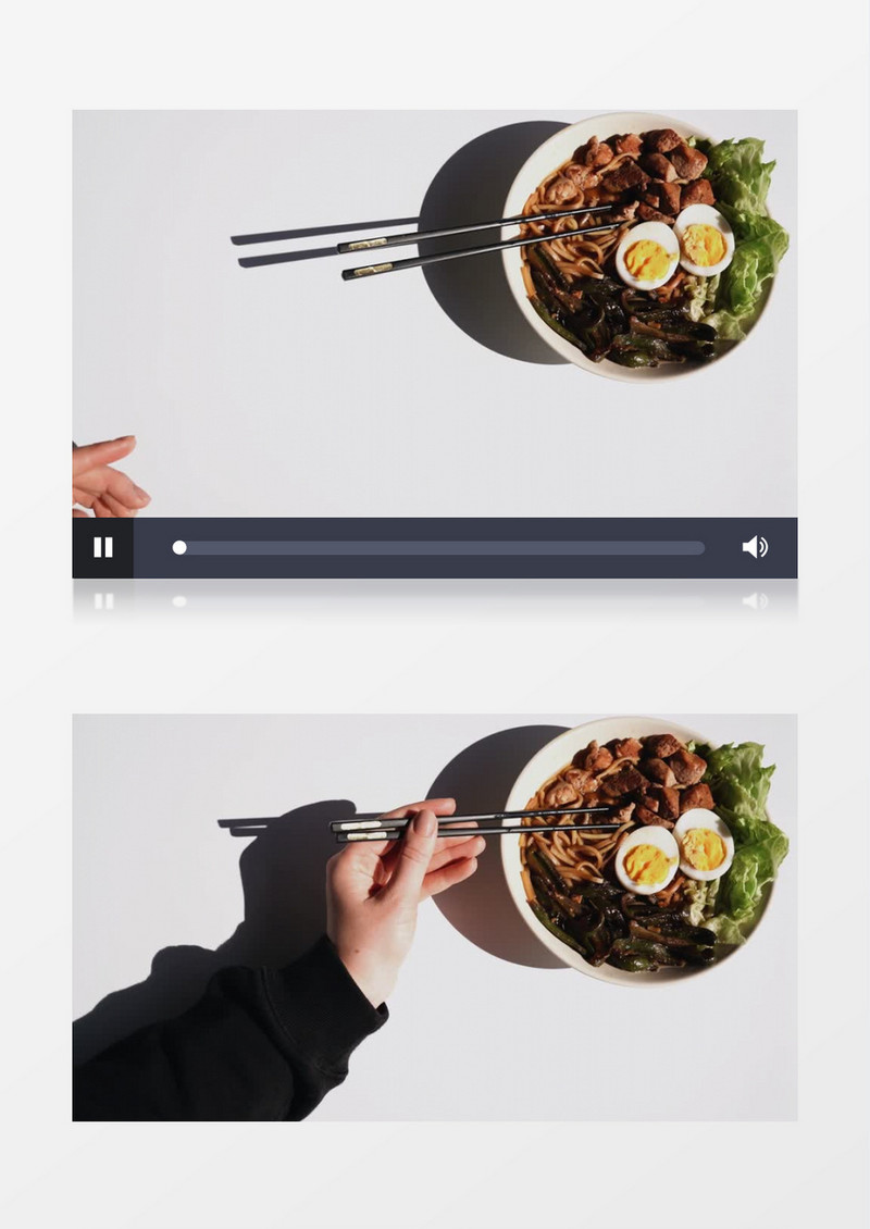 用筷子在碗中夹肉吃实拍视频素材