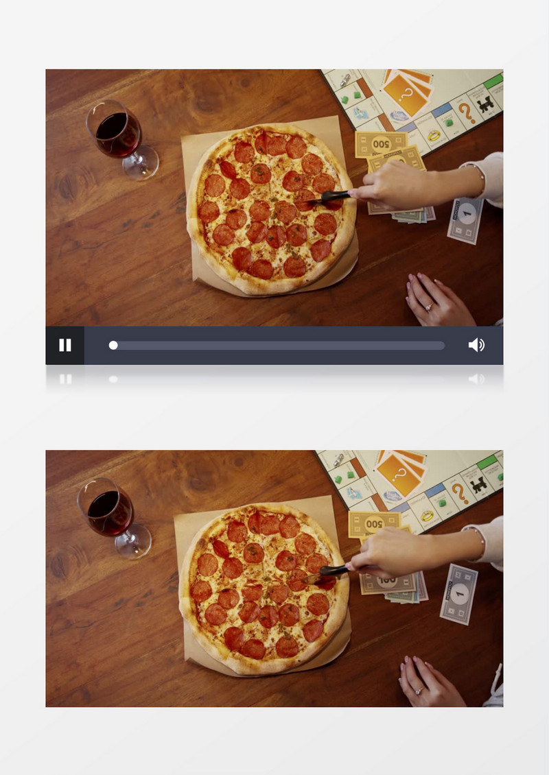 用滚头刀细切披萨实拍视频素材