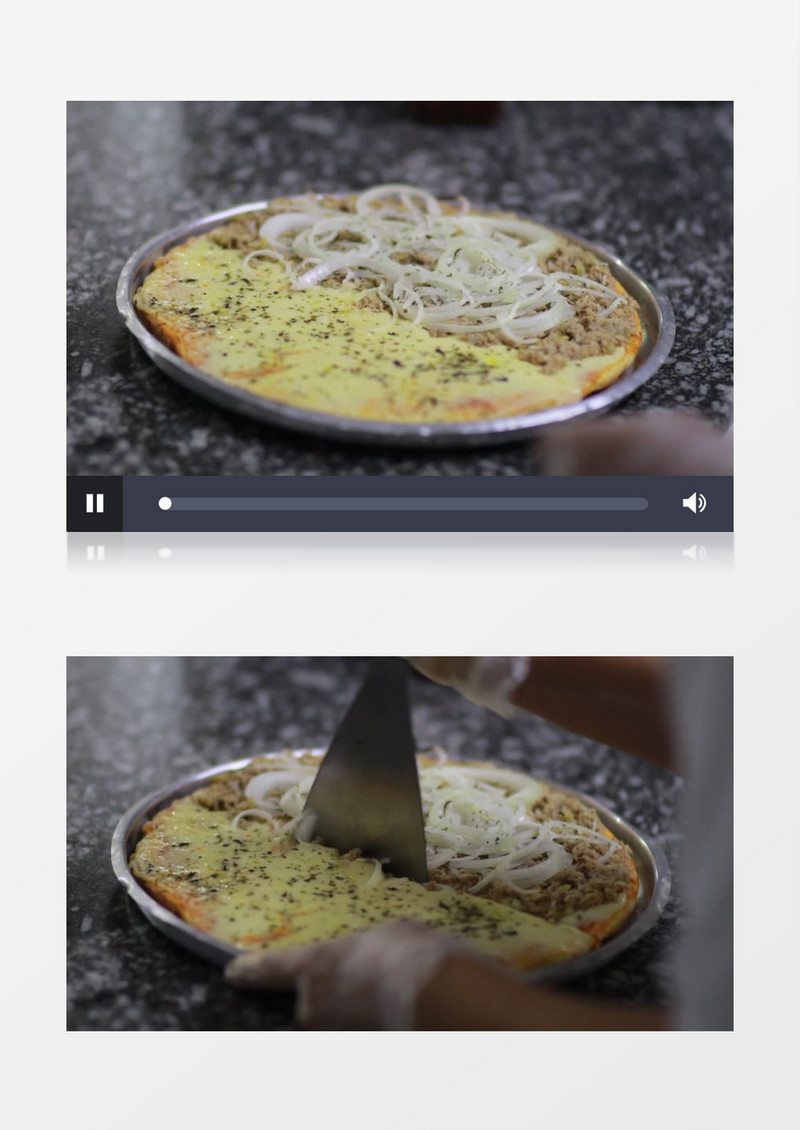 用平投铲切披萨实拍视频素材