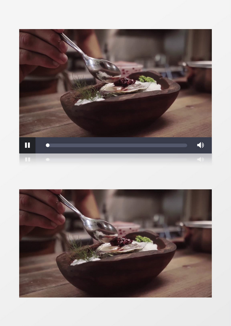用勺子把果酱放入碗中实拍视频素材