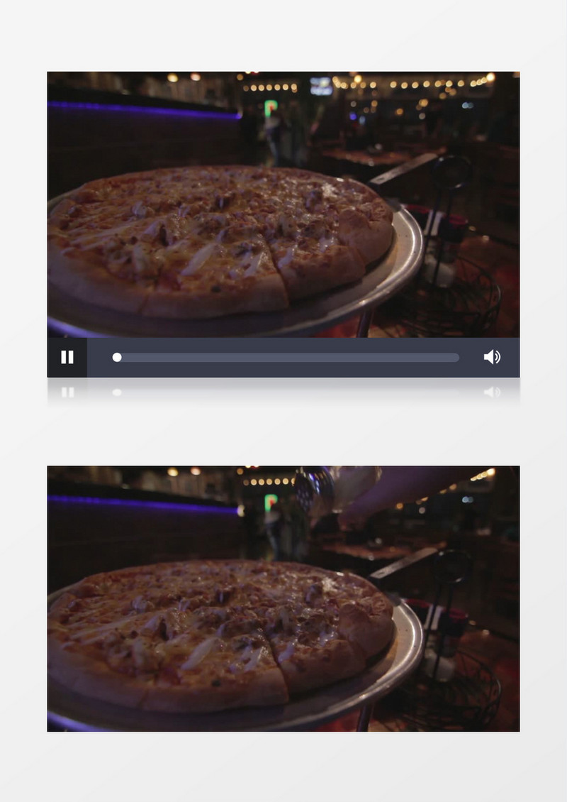 往做好的披萨上撒调料实拍视频素材