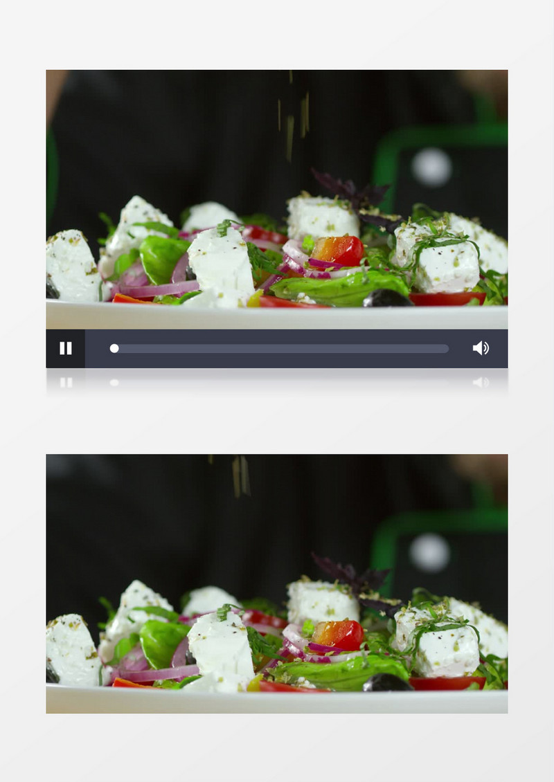 往做好盛好的菜中加调料实拍视频素材