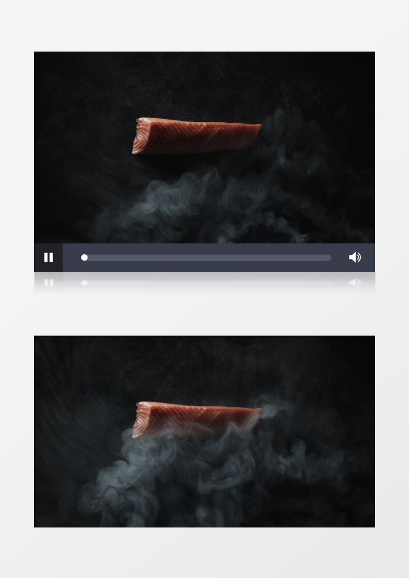 三文鱼在烟雾中实拍视频素材