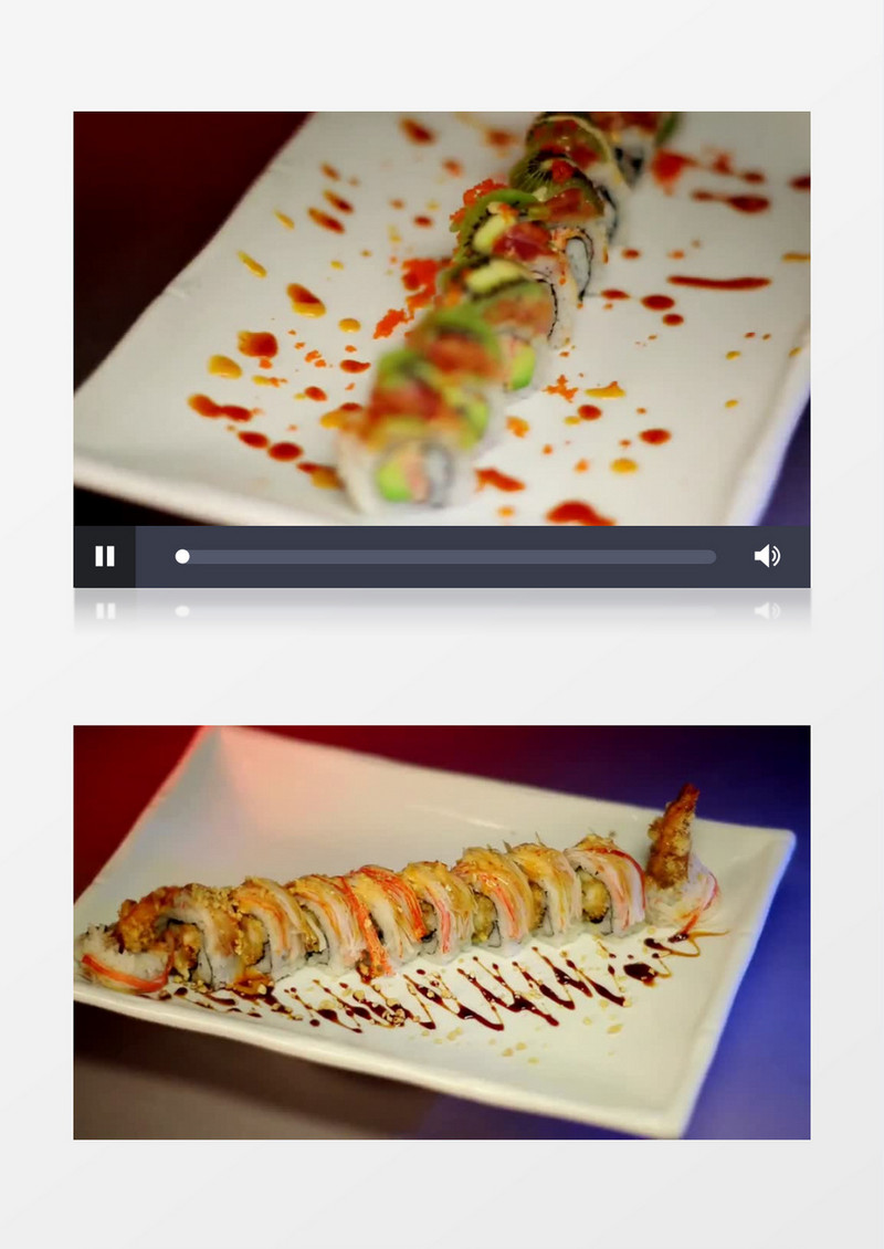 旋转摆拍中各样的寿司实拍视频素材
