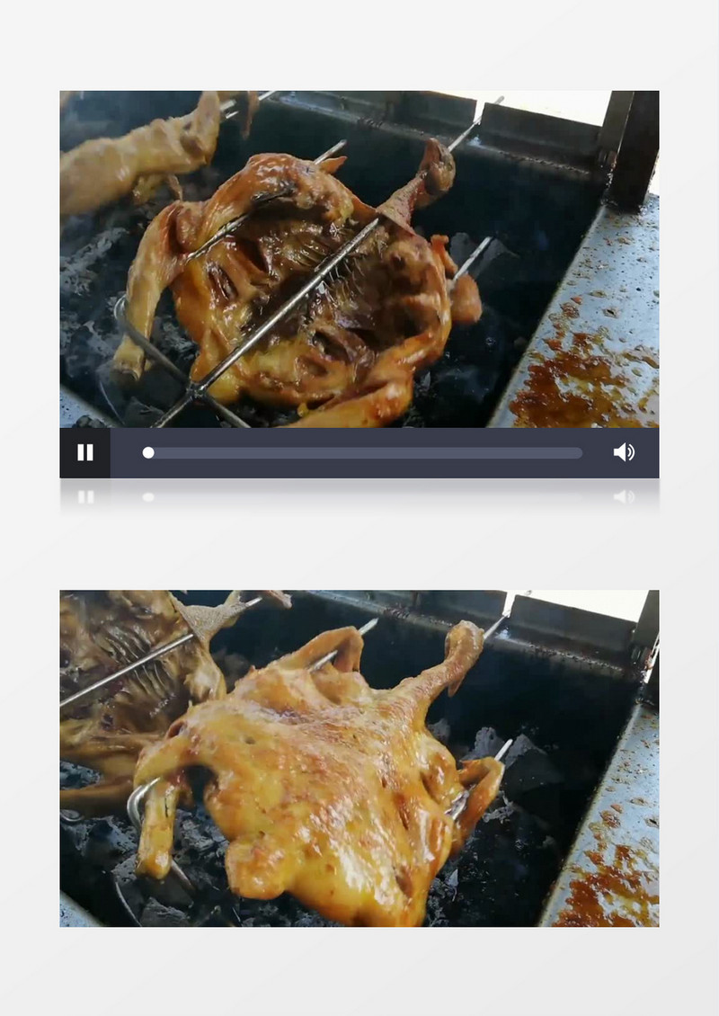 在烤架上做烤鸭实拍视频素材