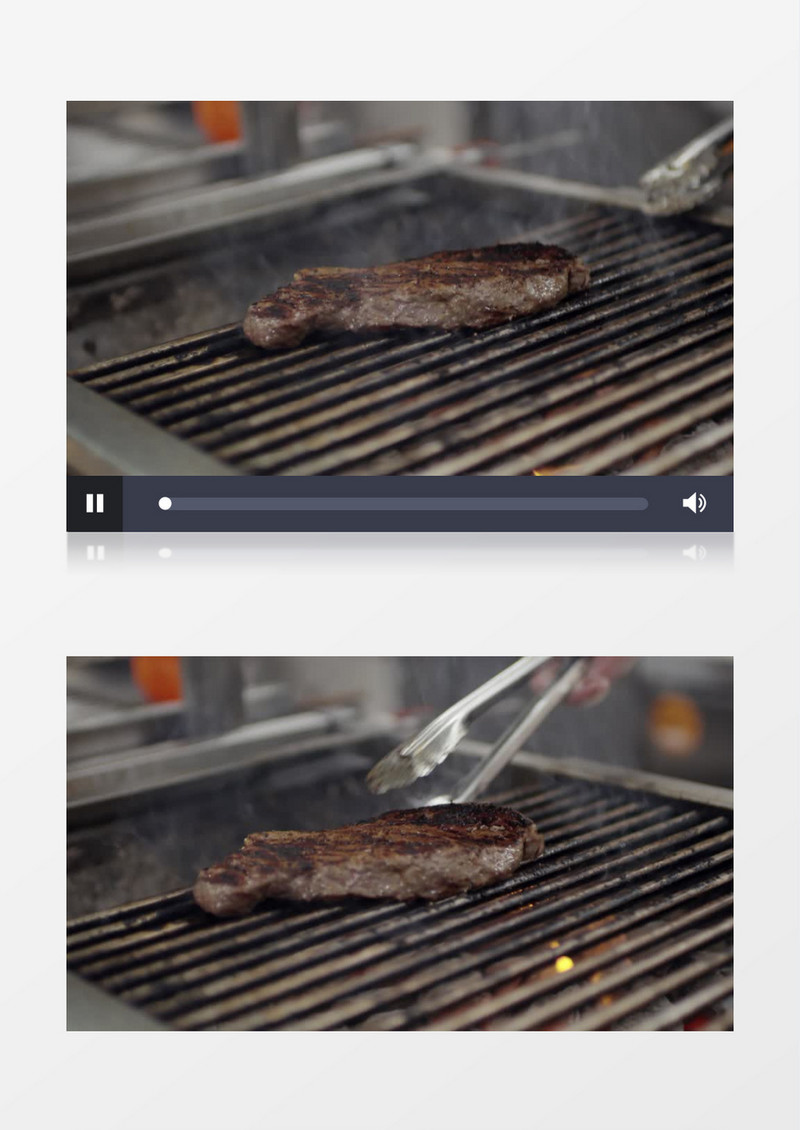 在烤架上烤牛排实拍视频素材