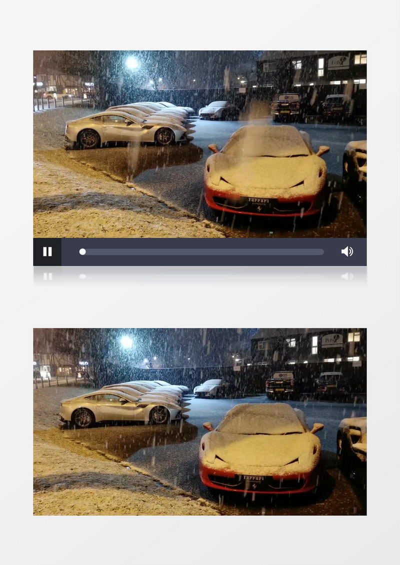 大雪落在车上实拍视频素材