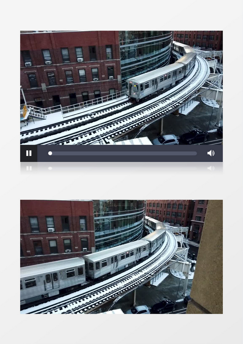 列车轻轨高铁被雪花覆盖实拍视频素材