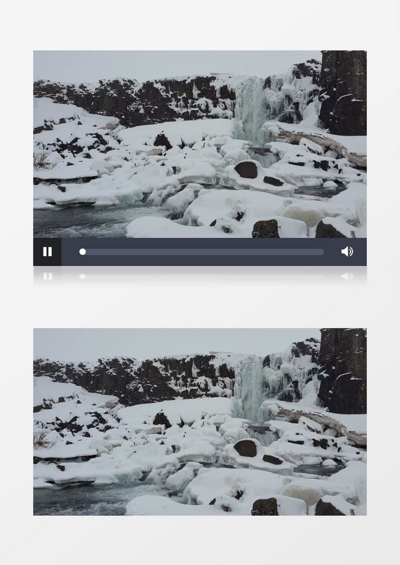 雪中湍流的小瀑布实拍视频素材