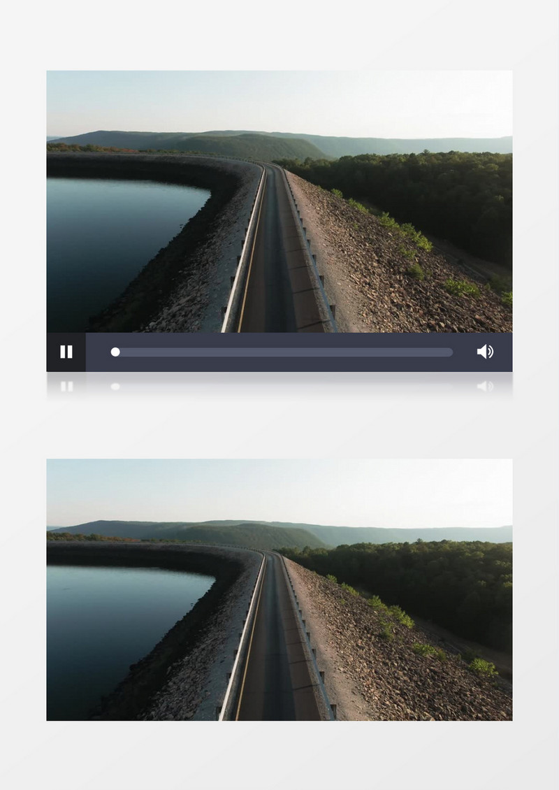 航拍湖边道路上车辆实拍视频素材