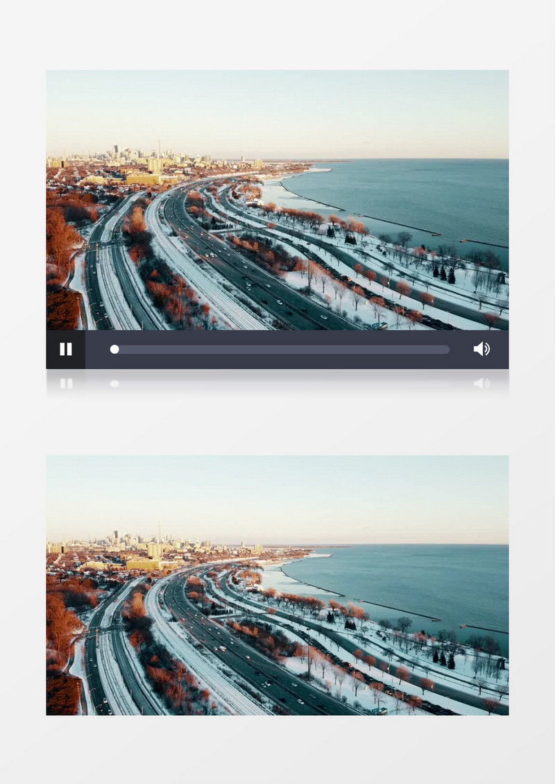 俯拍冬日下雪的街道实拍视频素材