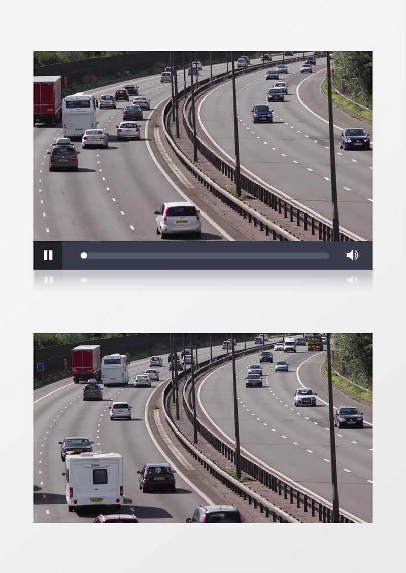 俯拍高速路上的车流实拍视频素材