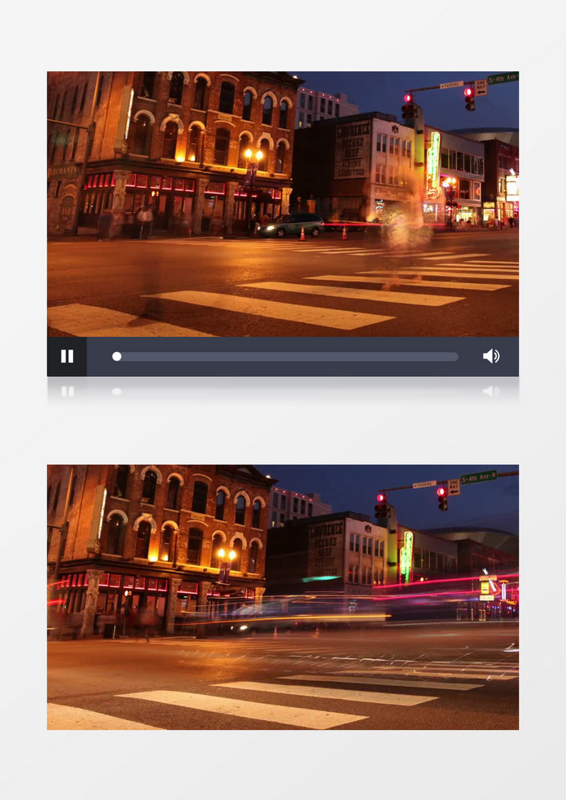 延时拍摄夜景下的十字街头实拍视频素材