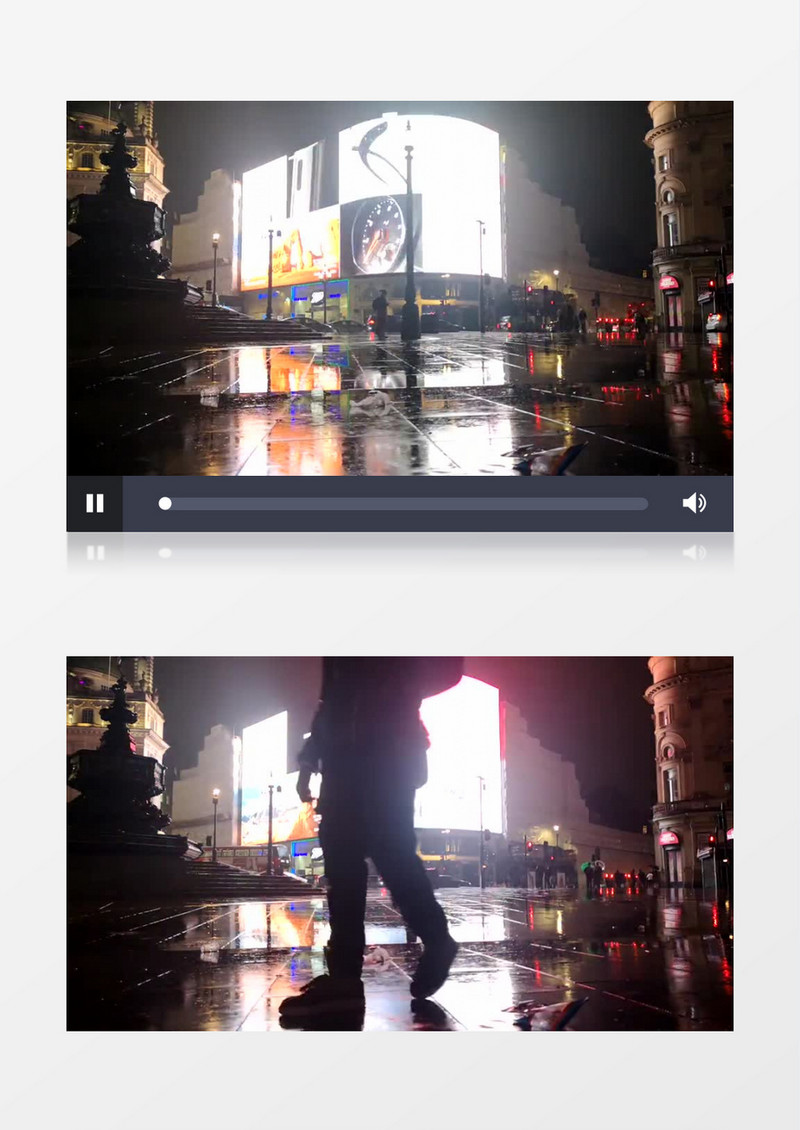 微微细雨中的街道行人实拍视频素材
