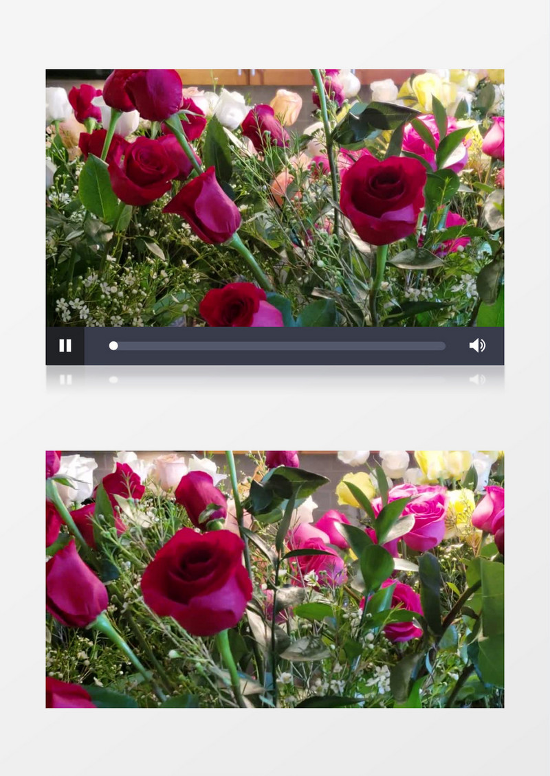 插在花瓶中的玫瑰花实拍视频素材