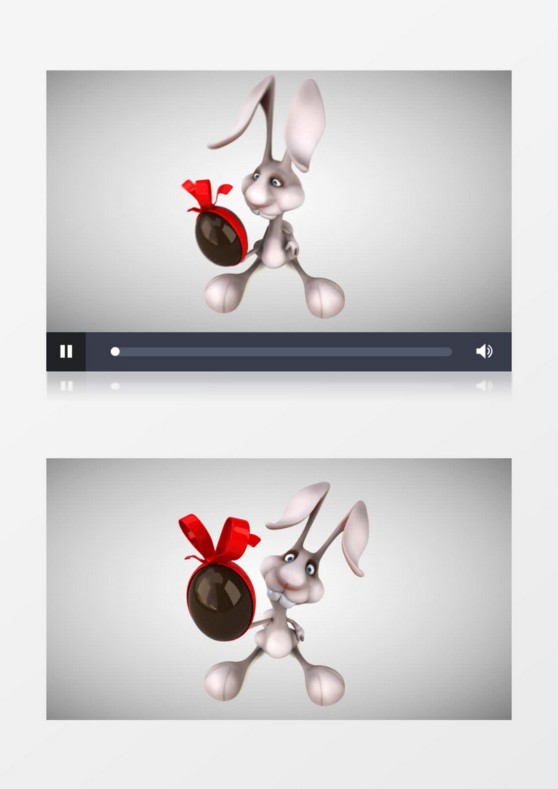 一只卡通兔子拿着绑好的蛋视频素材