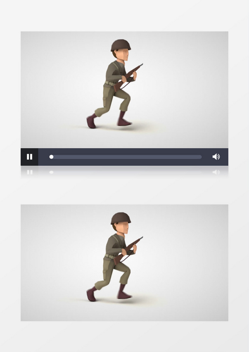 卡通3D战士抱着枪奔跑视频素材
