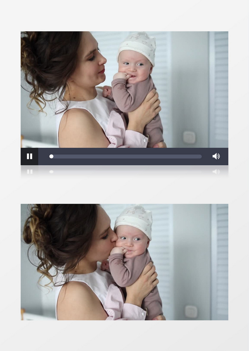 妈妈抱着小宝宝并亲吻他实拍视频素材
