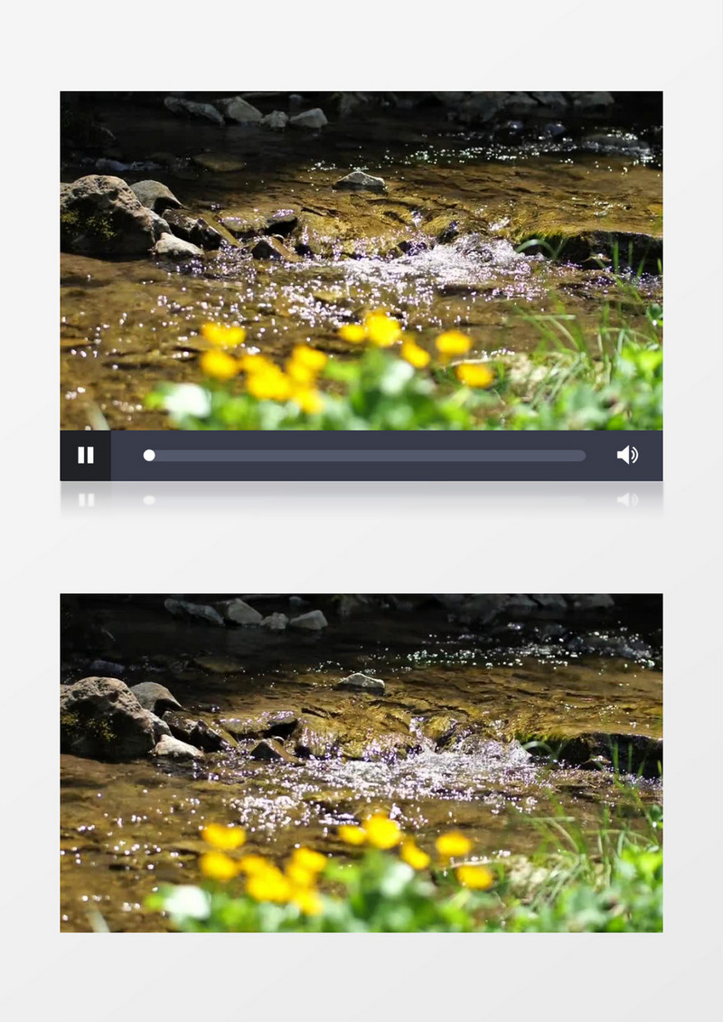 清澈的河水潺潺流淌实拍视频素材