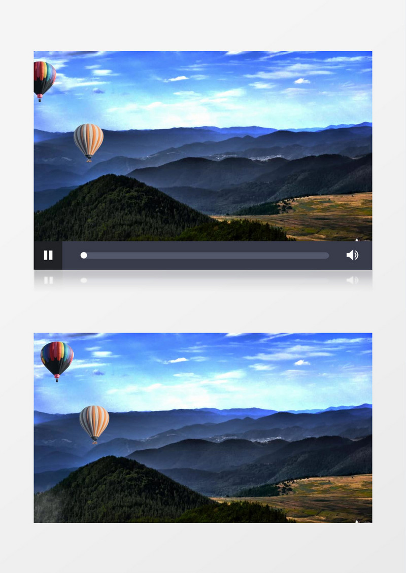 热气球漂浮在巍峨的山川空中实拍视频素材