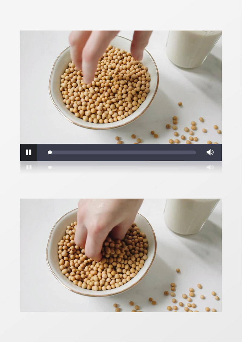 抓起碗中的黄豆实拍视频素材