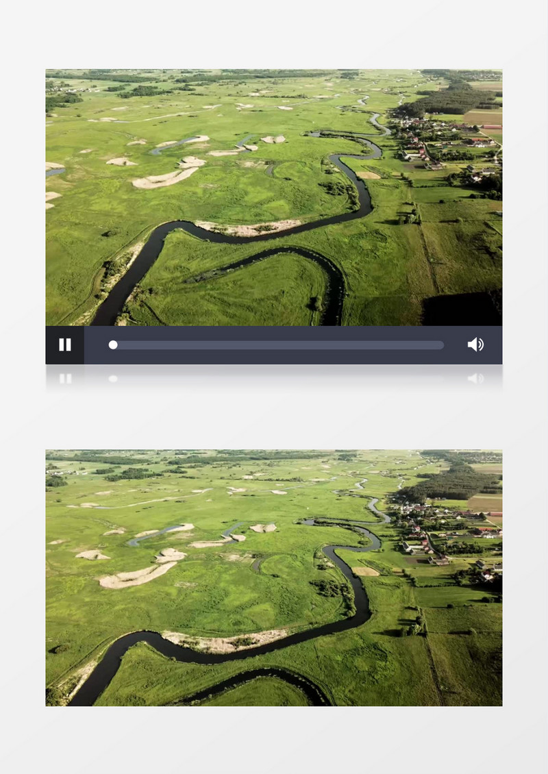 航拍大地上蜿蜒的小河实拍视频素材