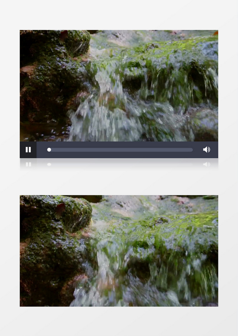 溪水流淌过长满青苔的岩石实拍视频素材