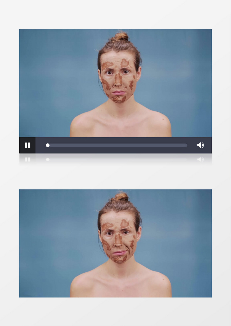 美女脸上敷着面膜在做各种表情实拍视频素材