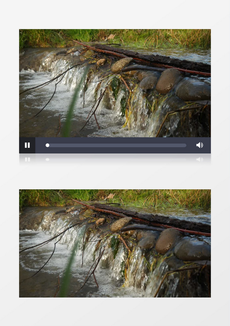 小水坝形成的美丽小瀑布实拍视频素材