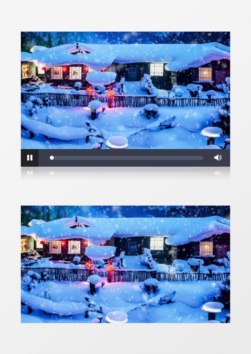 东北雪夜风光背景视频素材