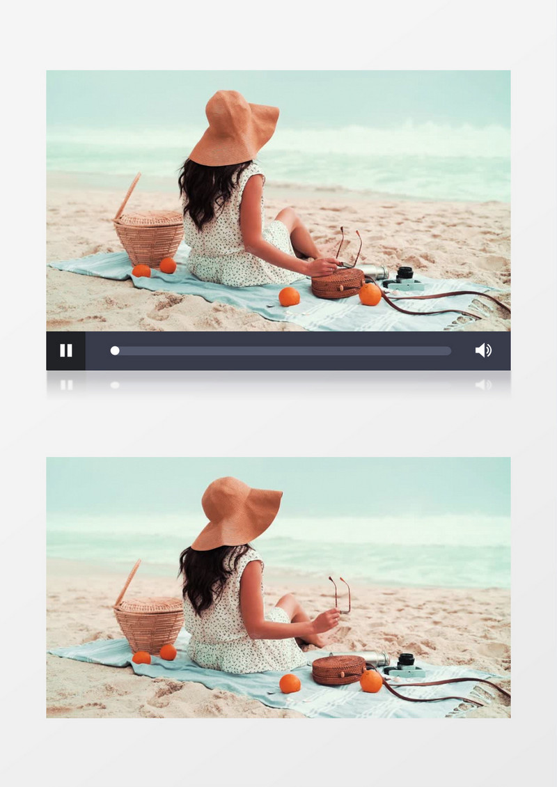 女孩坐在海边静静的看海实拍视频素材