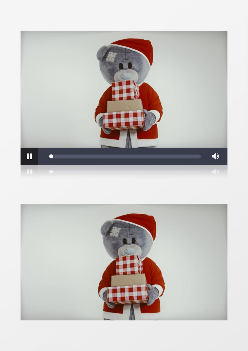 抱着礼物跳舞的圣诞小熊实拍视频素材