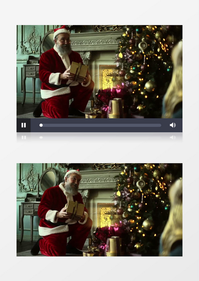 圣诞老人在整理摆放礼物实拍视频素材